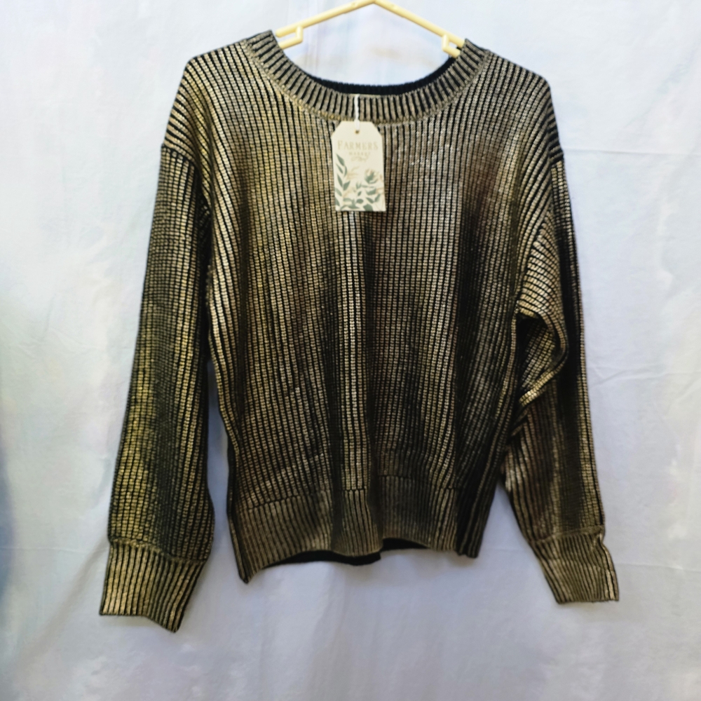 Farmer's Market Elegant Black and Gold Women's Sweater - Sz. Med.